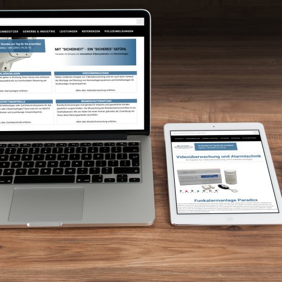 Abgebildet ist ein Screenshot der Referenz-Webseite Navco Sicherheitssysteme